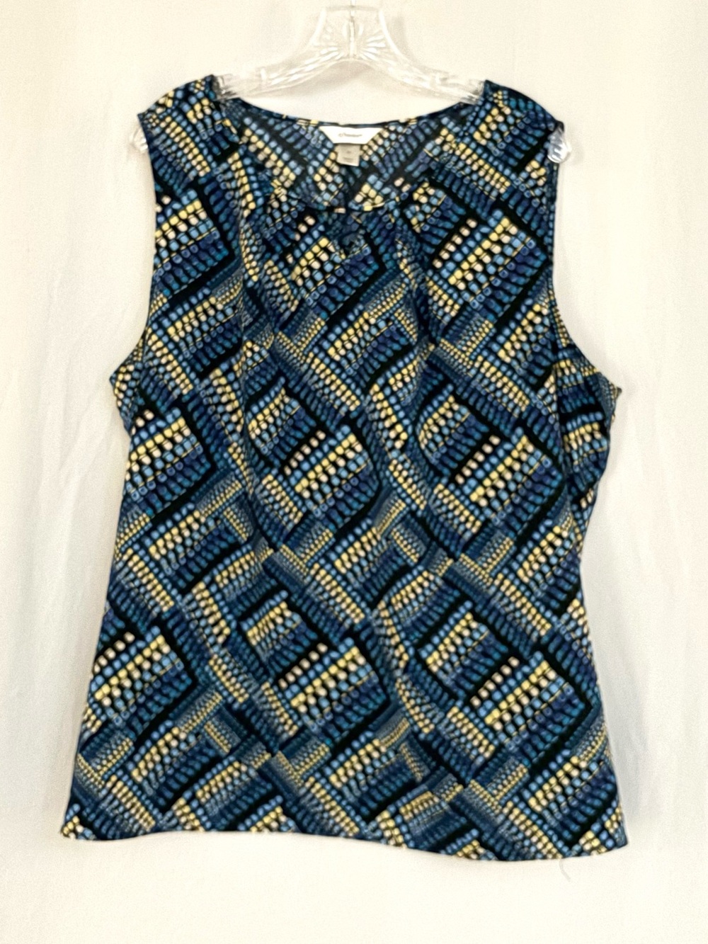CJ Banks Sleeveless Geometric Print Top - Blue